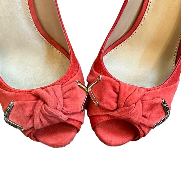 Antonio Melani Coral Orange Suede wedge heels size 8 - Picture 2 of 10